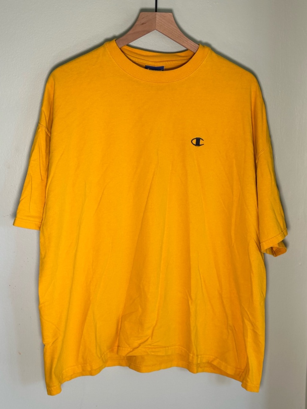 Champion Yellow Short Sleeve Crewneck Tee with Small Logo